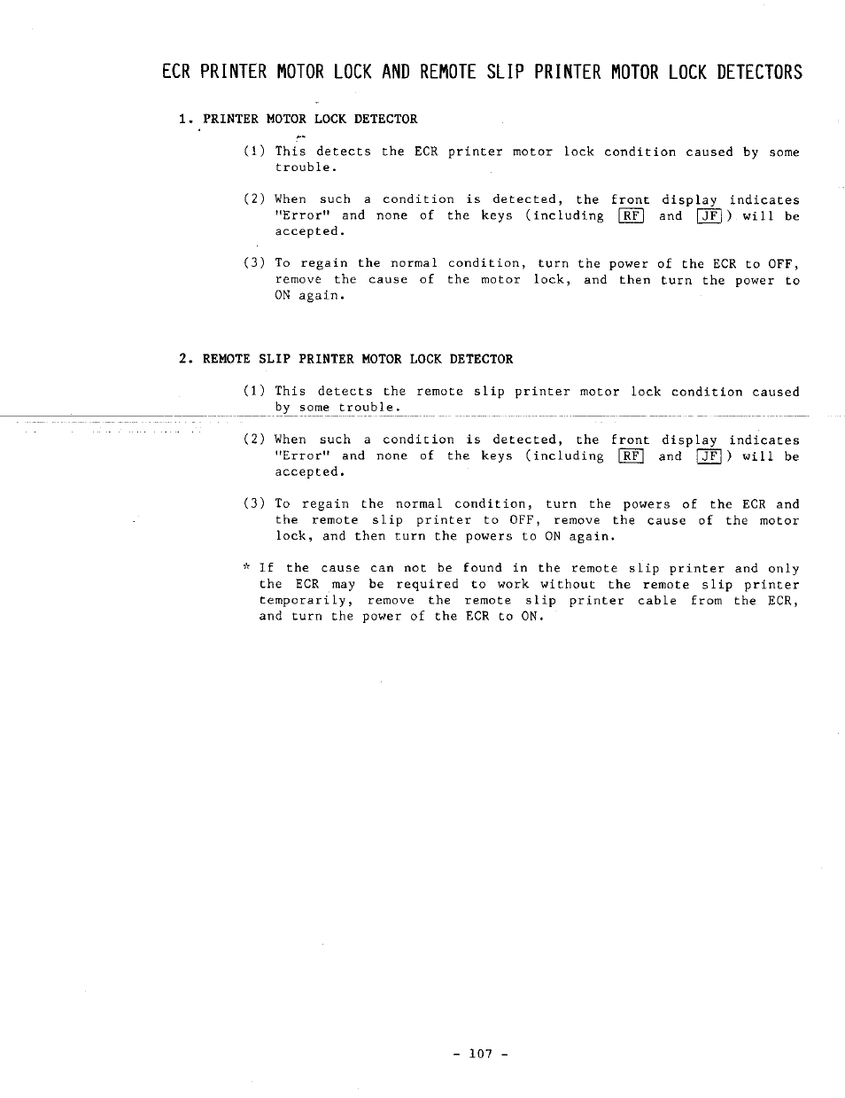 Printer motor lock detector | Toshiba TEC MA-1060-100 Series User Manual | Page 111 / 118