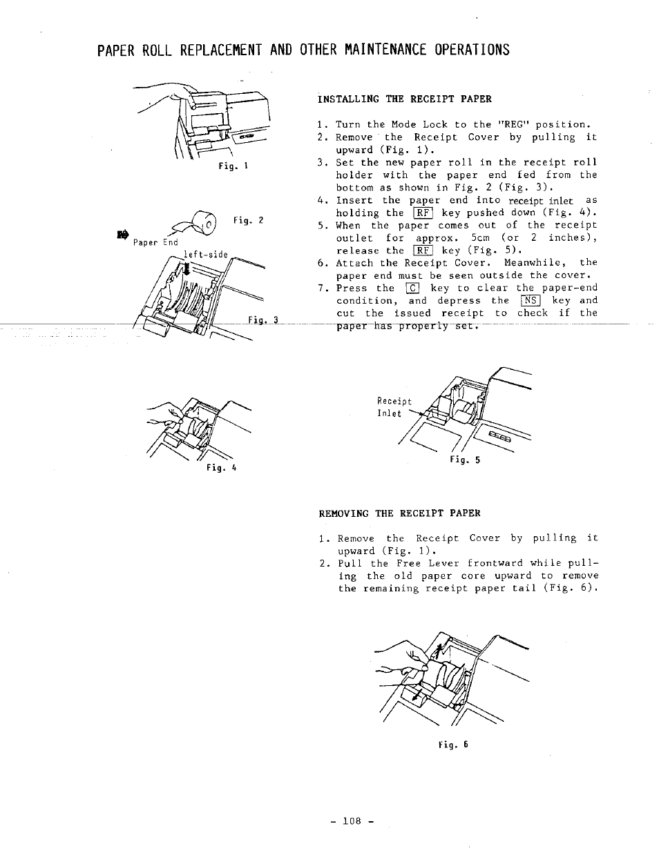 Paper roll replacement and other, Maintenance operations | Toshiba TEC MA-1060-100 Series User Manual | Page 112 / 118