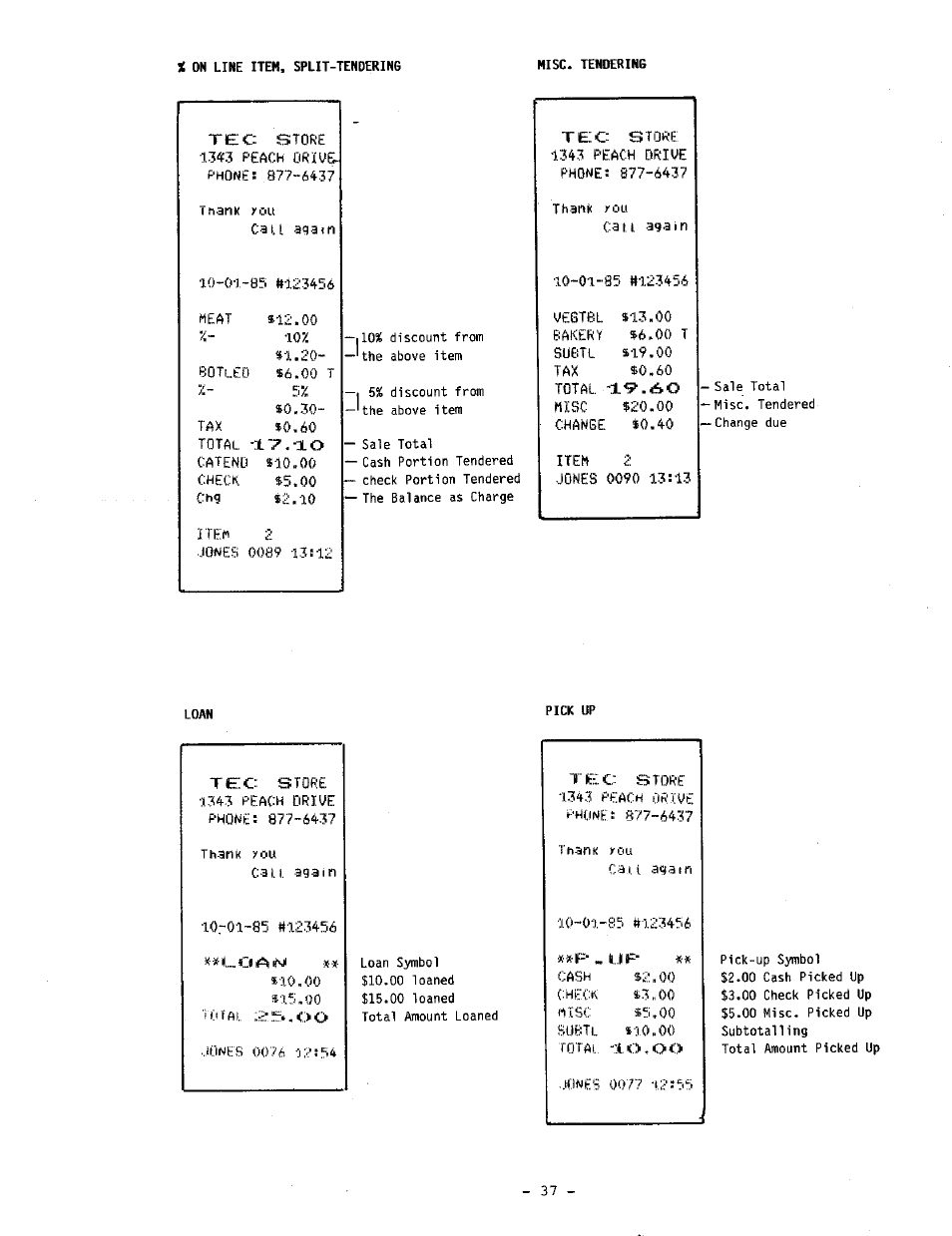 Loan, Pick up | Toshiba TEC MA-1060-100 Series User Manual | Page 41 / 118