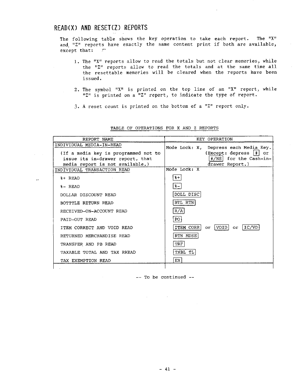 Read(x) and reset(z) reports | Toshiba TEC MA-1060-100 Series User Manual | Page 45 / 118
