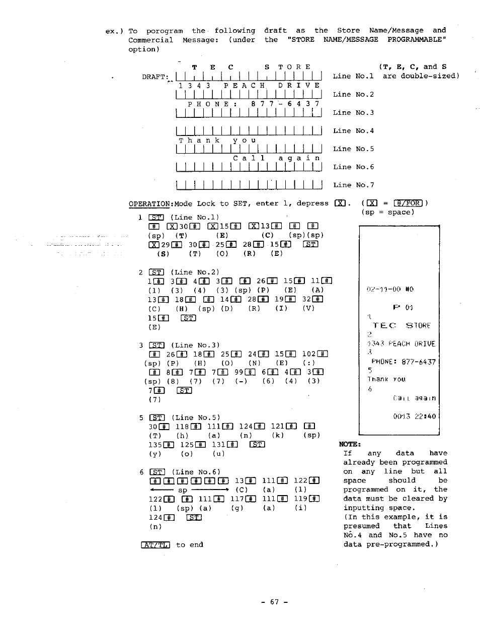 U l±juu ll l, 13m ism m, Sm i9ce 32dd | Toshiba TEC MA-1060-100 Series User Manual | Page 71 / 118