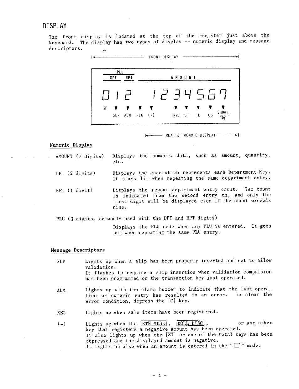 Display | Toshiba TEC MA-1060-100 Series User Manual | Page 8 / 118