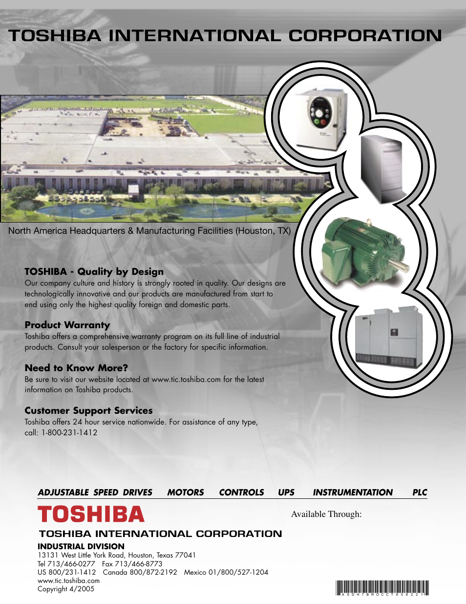 Toshiba Adjustable Speed Drive H7 Series User Manual | Page 8 / 8