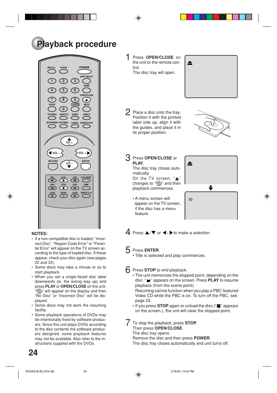 Playback procedures, Playback procedure | Toshiba MD20FN1C/R User Manual | Page 24 / 45