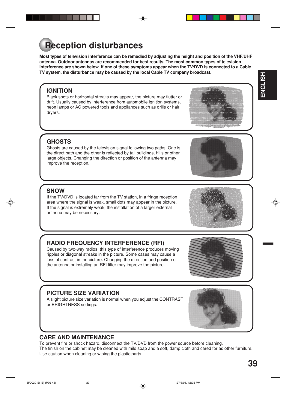 Reception disturbances | Toshiba MD20FN1C/R User Manual | Page 39 / 45