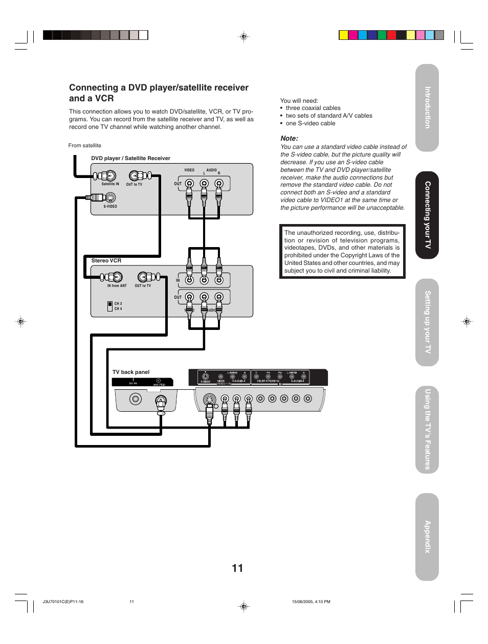 Connecting your tv | Toshiba 20HL85 User Manual | Page 11 / 48