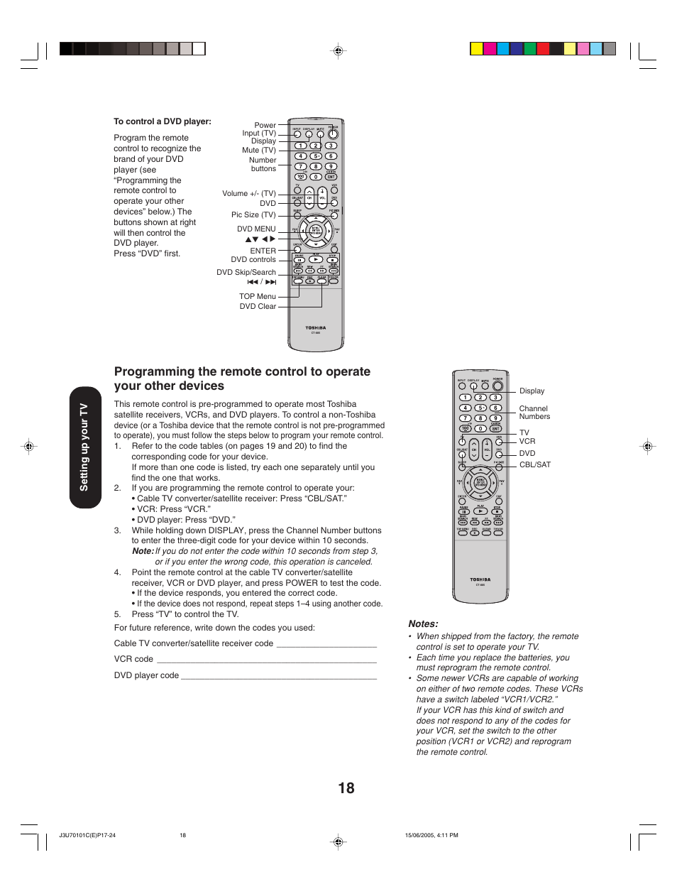 Toshiba 20HL85 User Manual | Page 18 / 48