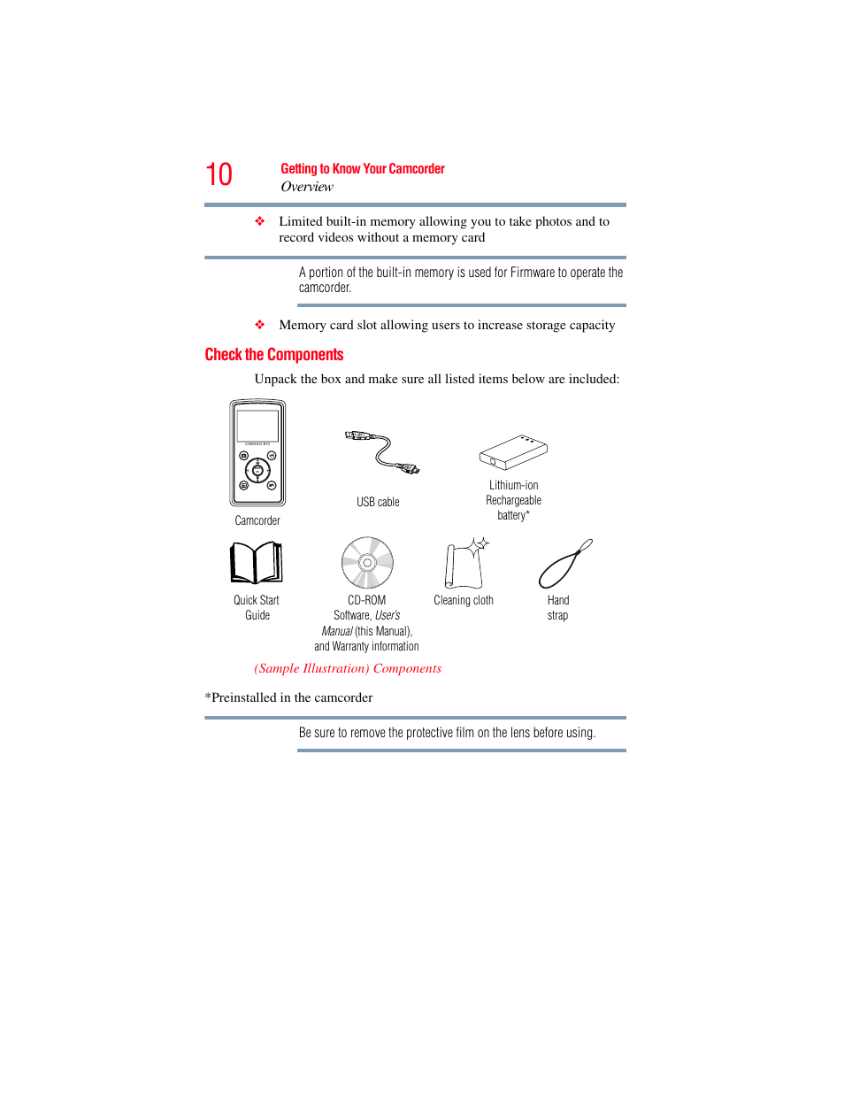 Check the components | Toshiba B10 User Manual | Page 10 / 145
