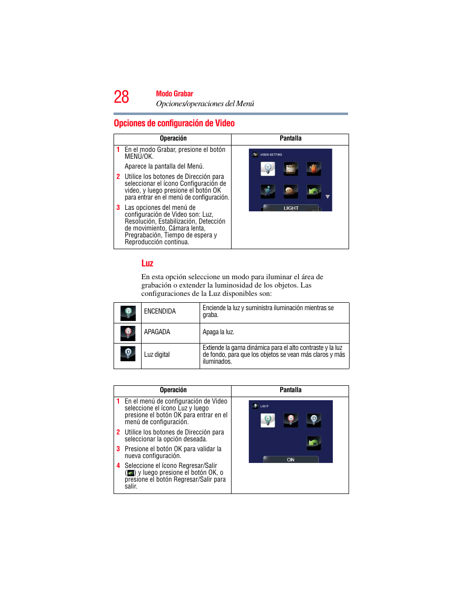 Opciones de configuración de video | Toshiba B10 User Manual | Page 100 / 145