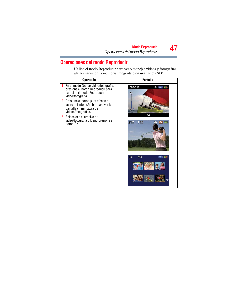 Operaciones del modo reproducir | Toshiba B10 User Manual | Page 119 / 145