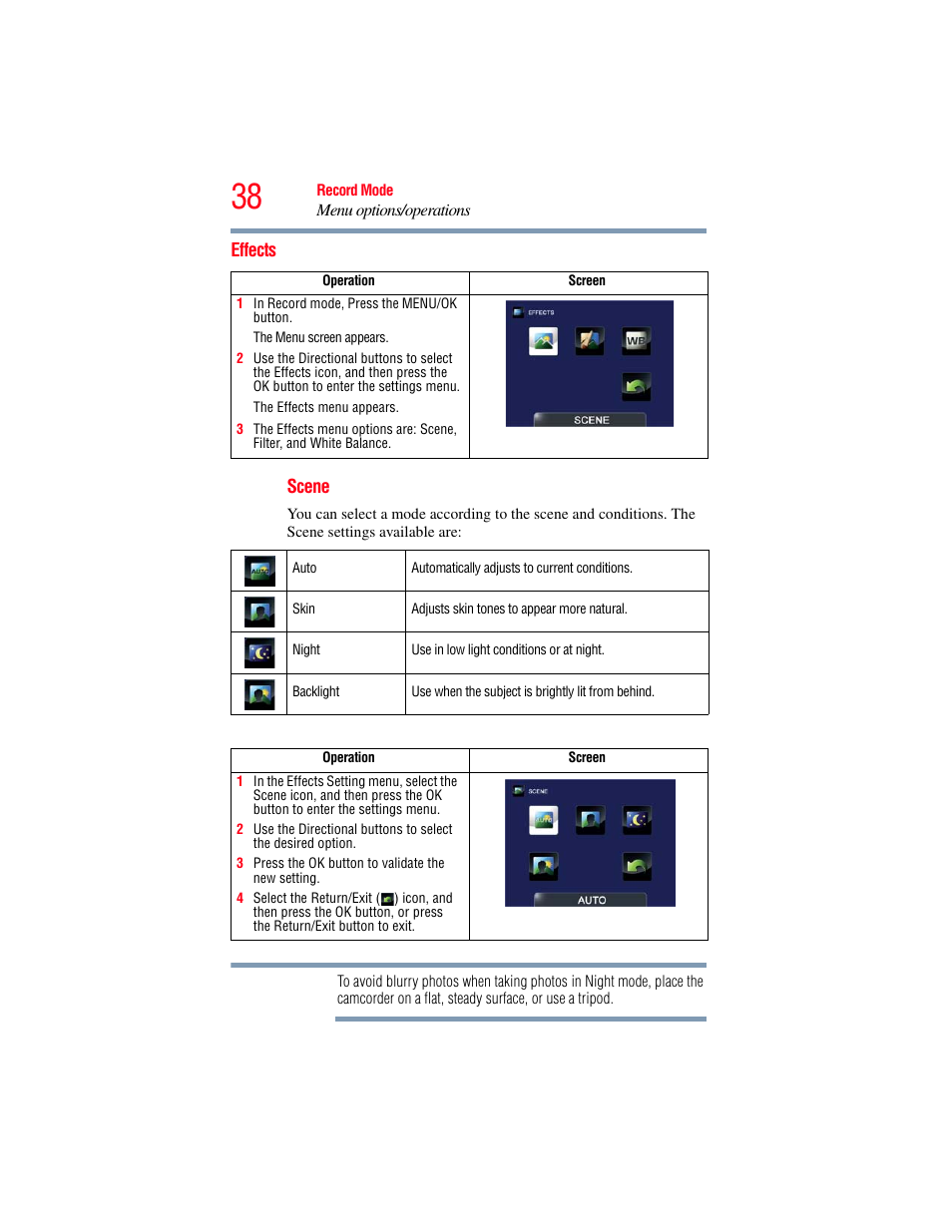 Effects | Toshiba B10 User Manual | Page 38 / 145