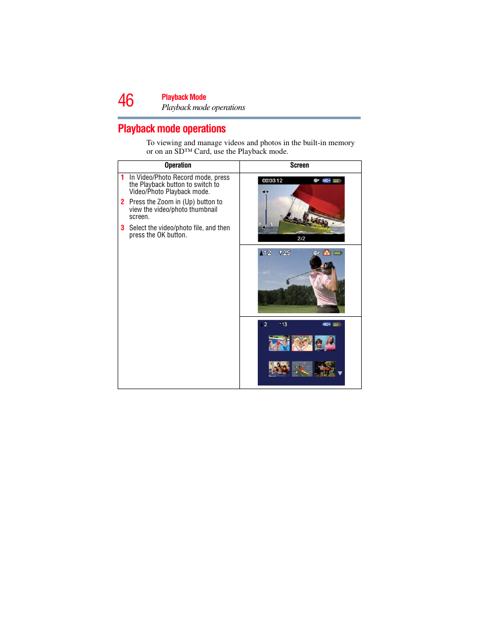 Playback mode operations | Toshiba B10 User Manual | Page 46 / 145