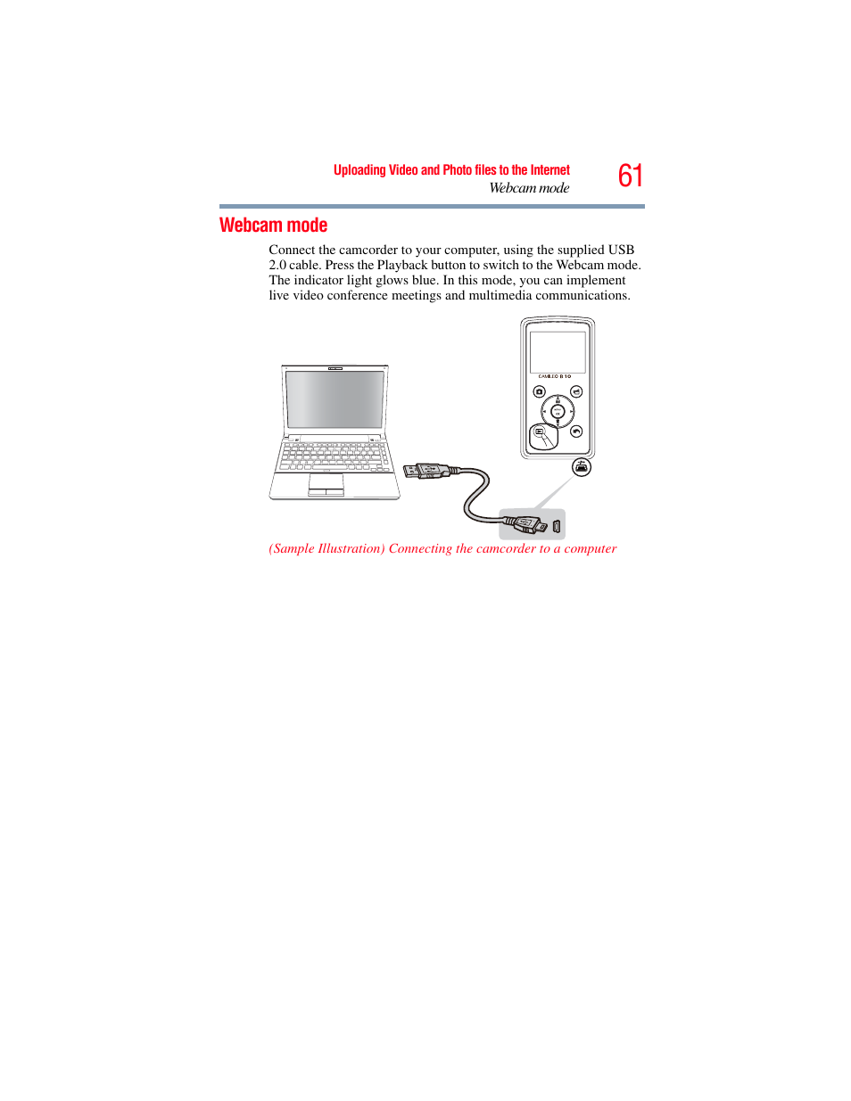 Webcam mode | Toshiba B10 User Manual | Page 61 / 145
