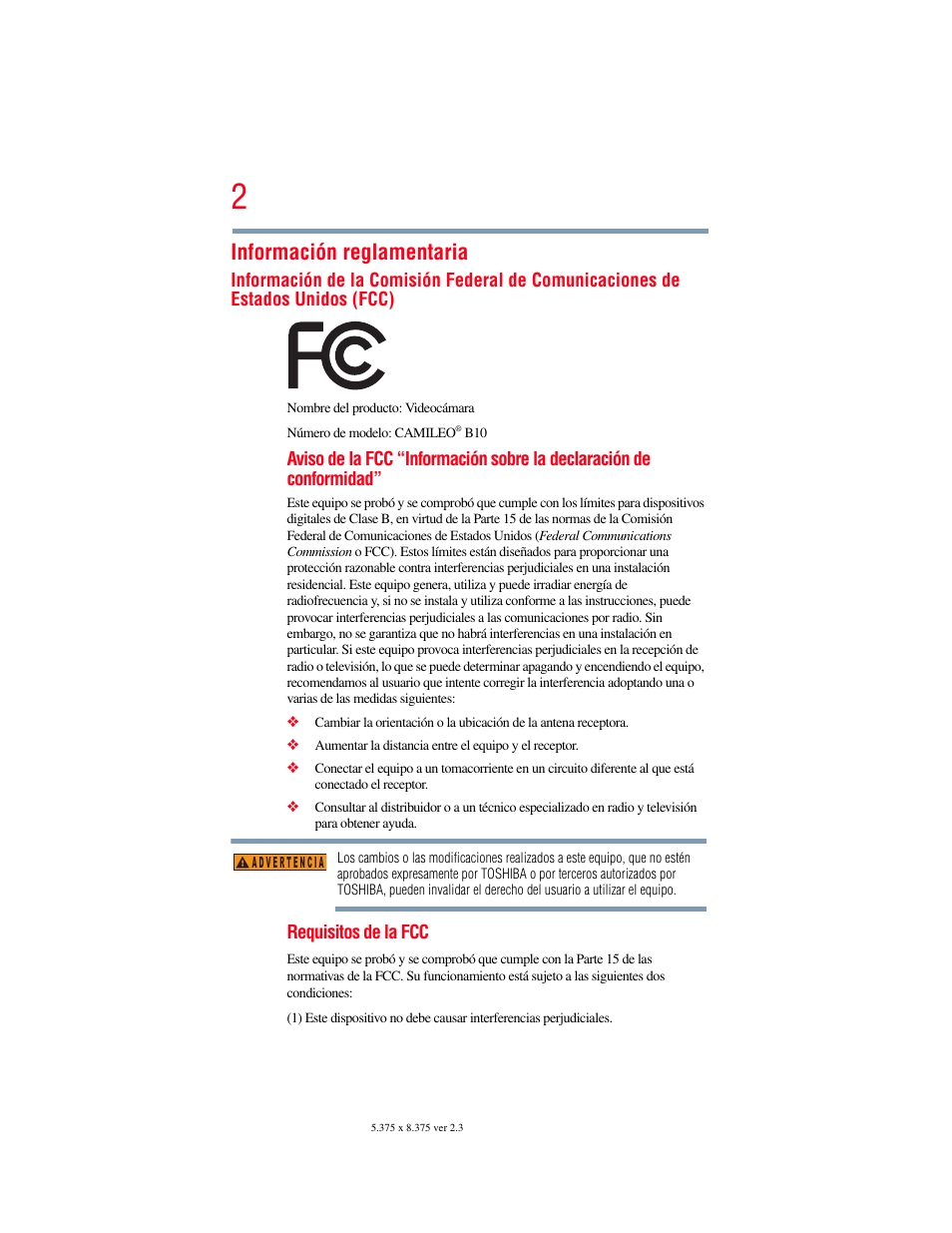 Información reglamentaria | Toshiba B10 User Manual | Page 74 / 145