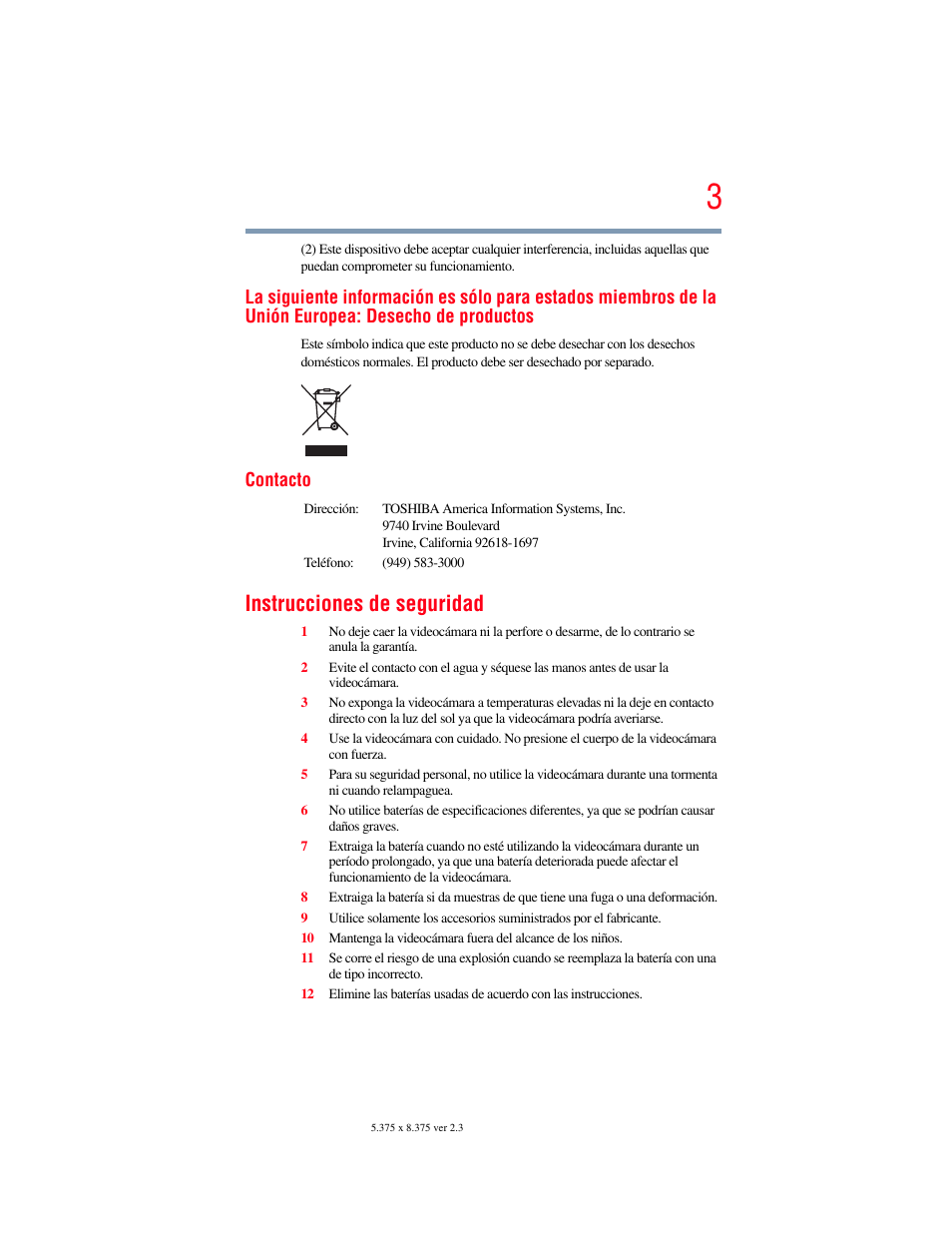 Instrucciones de seguridad | Toshiba B10 User Manual | Page 75 / 145