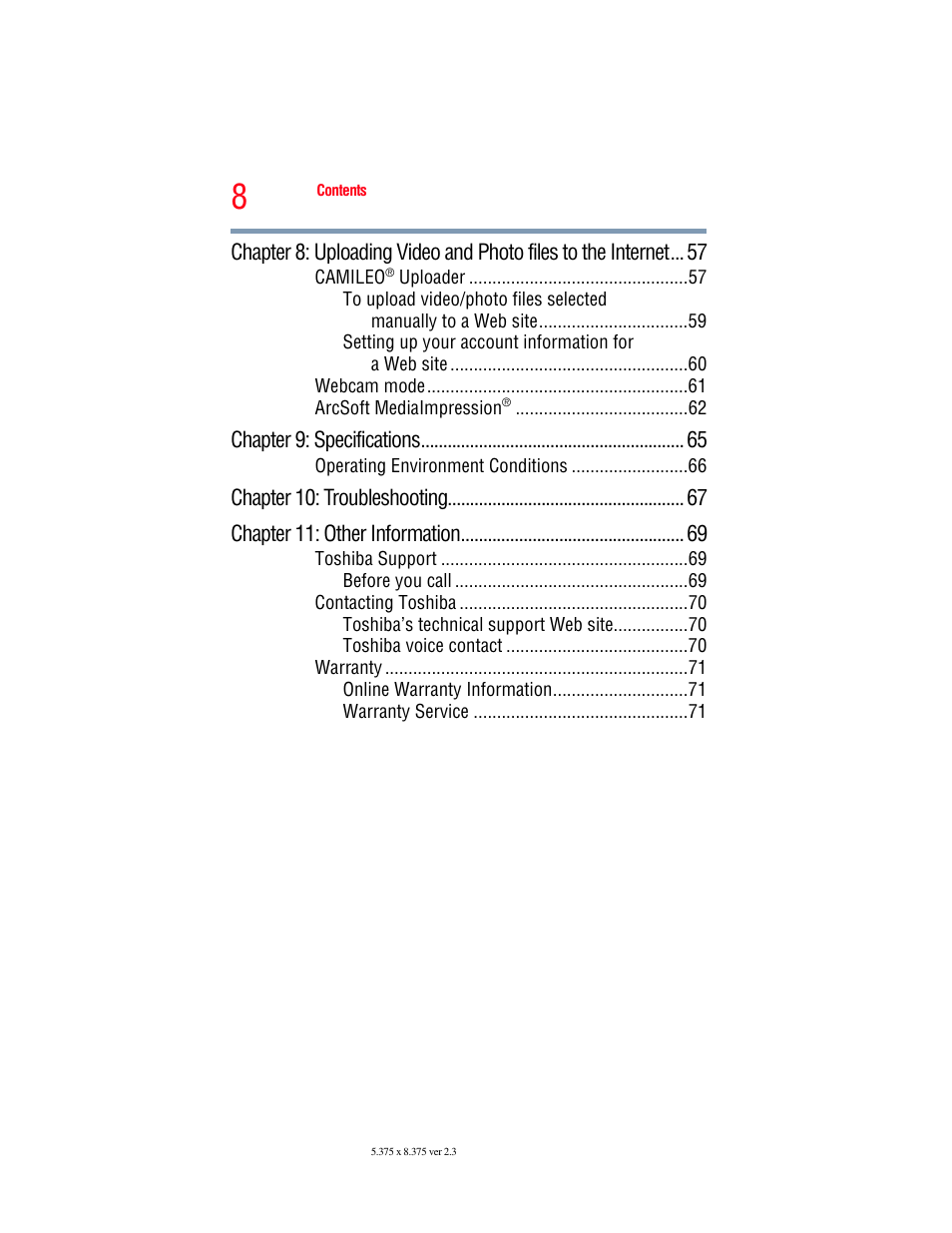 Toshiba B10 User Manual | Page 8 / 145