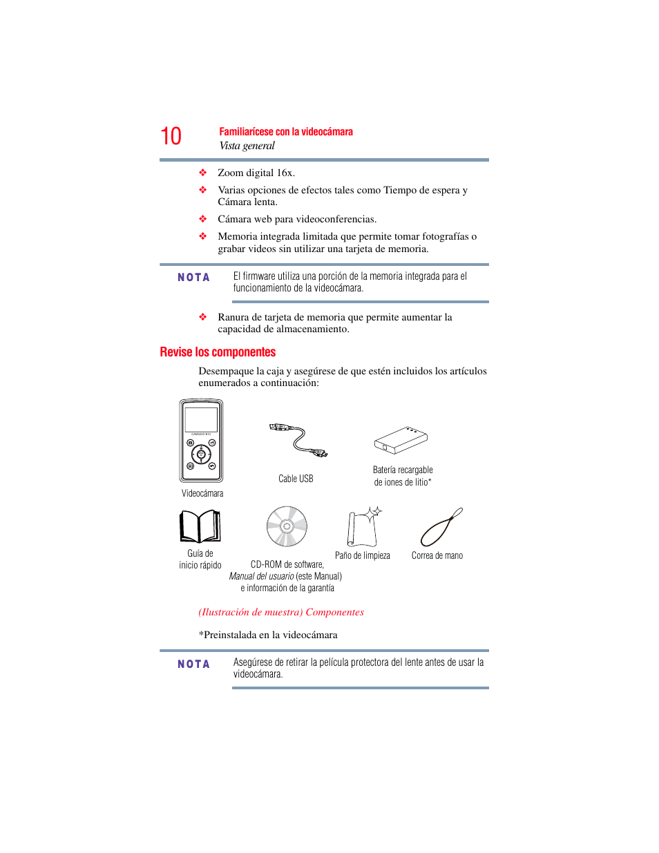 Revise los componentes | Toshiba B10 User Manual | Page 82 / 145