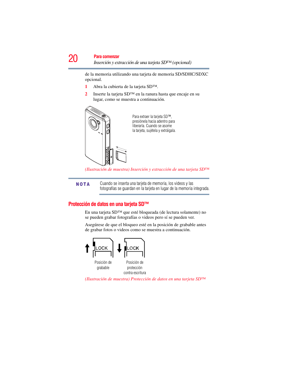 Protección de datos en una tarjeta sd | Toshiba B10 User Manual | Page 92 / 145