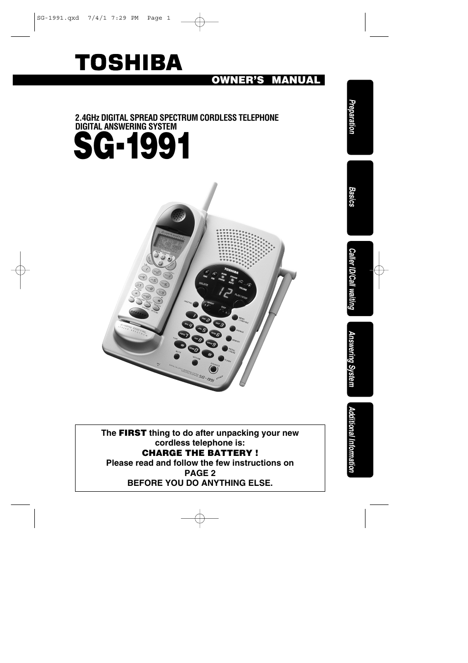 Toshiba SG-1991 User Manual | 59 pages