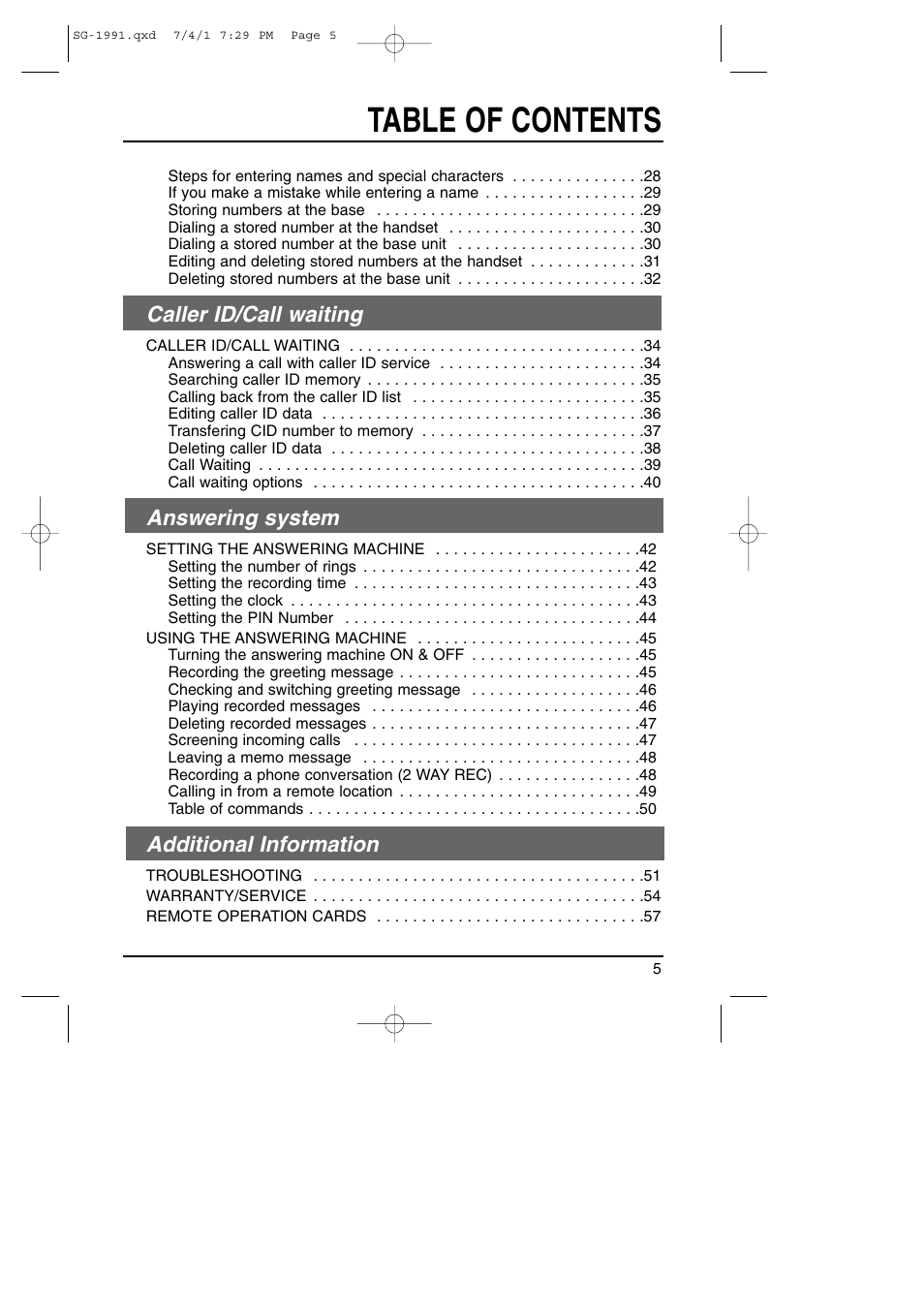 Toshiba SG-1991 User Manual | Page 5 / 59