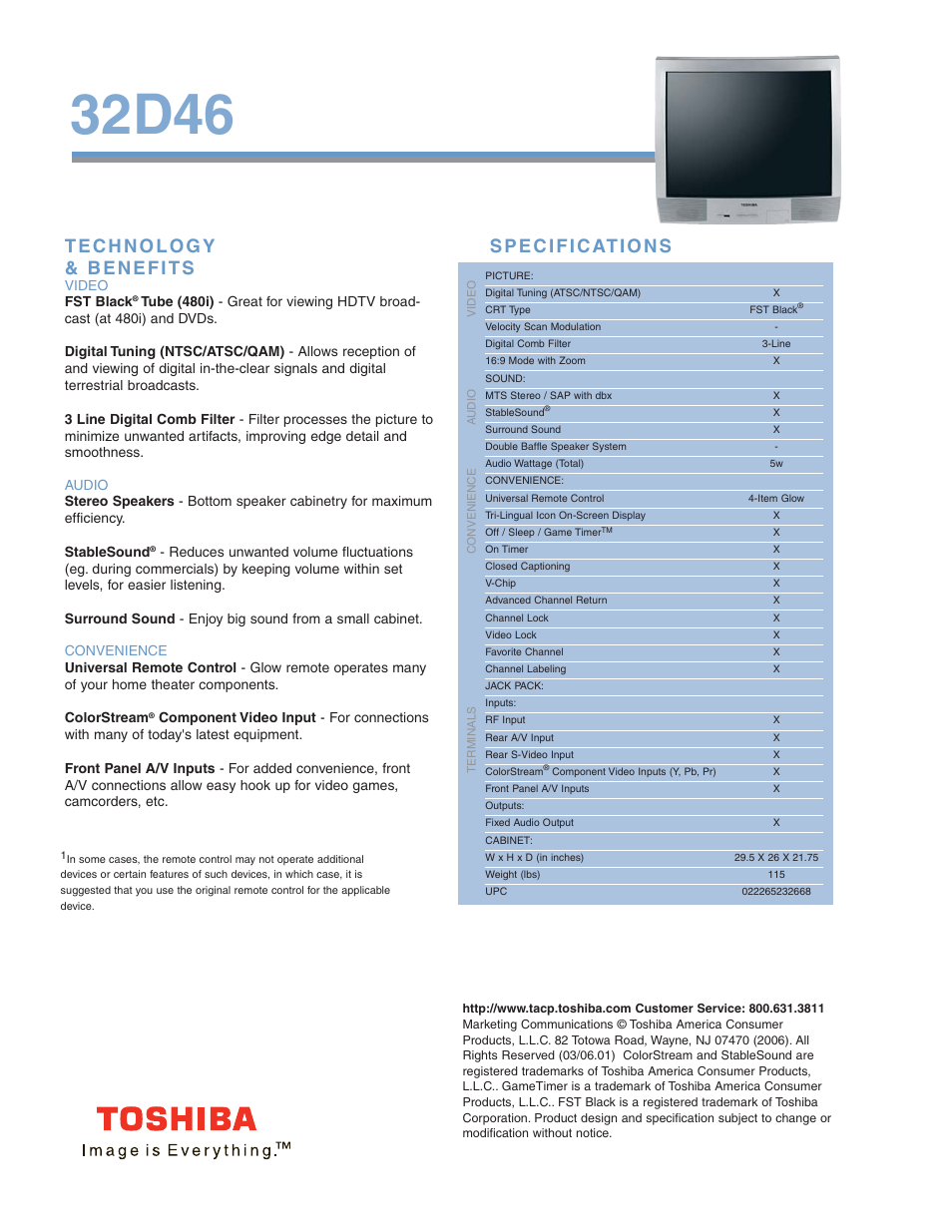 32d46 | Toshiba 32D46 User Manual | Page 2 / 2