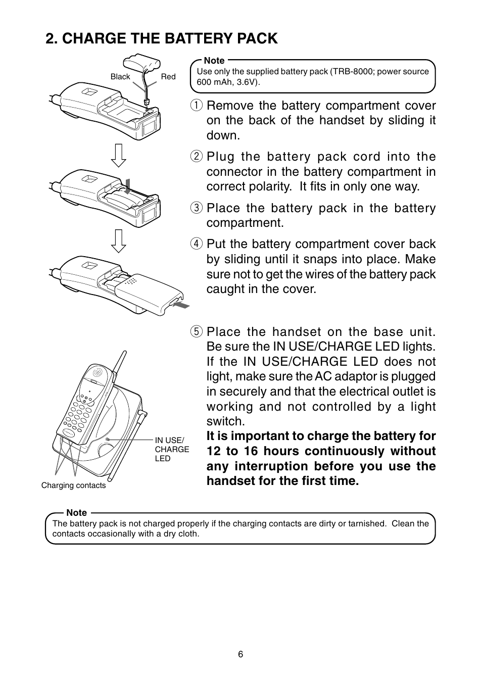 Charge the battery pack | Toshiba SG-1700 User Manual | Page 7 / 20