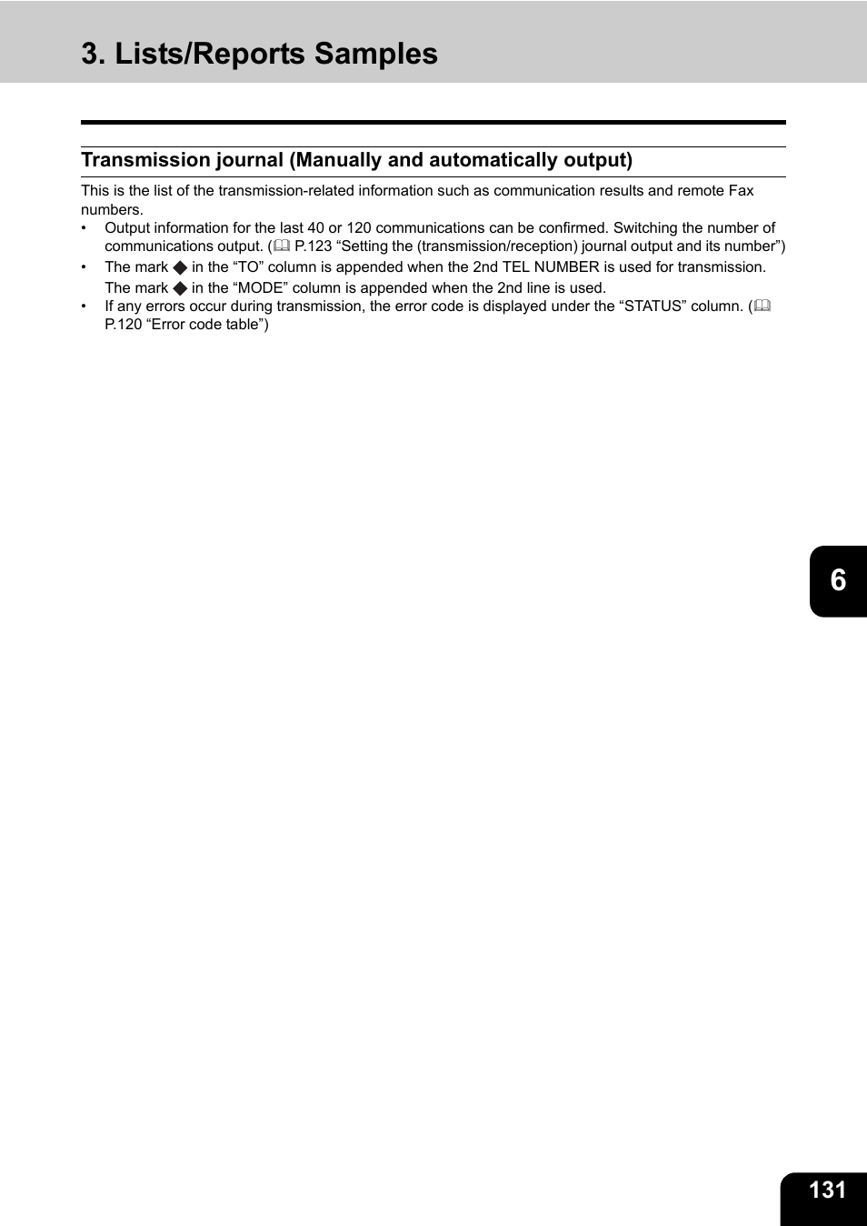 Lists/reports samples | Toshiba GD-1200 User Manual | Page 133 / 186