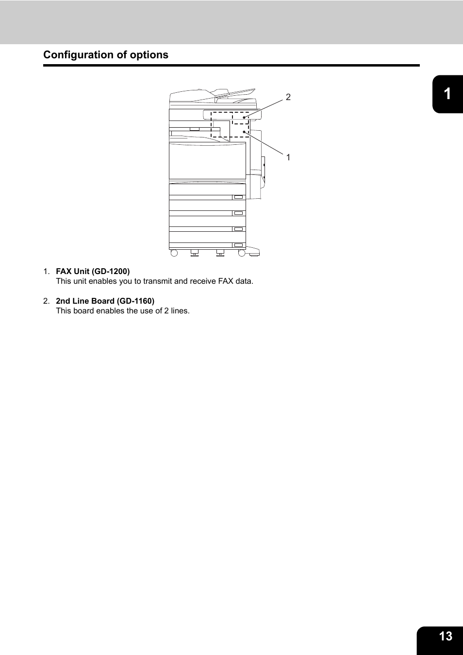 Configuration of options | Toshiba GD-1200 User Manual | Page 15 / 186