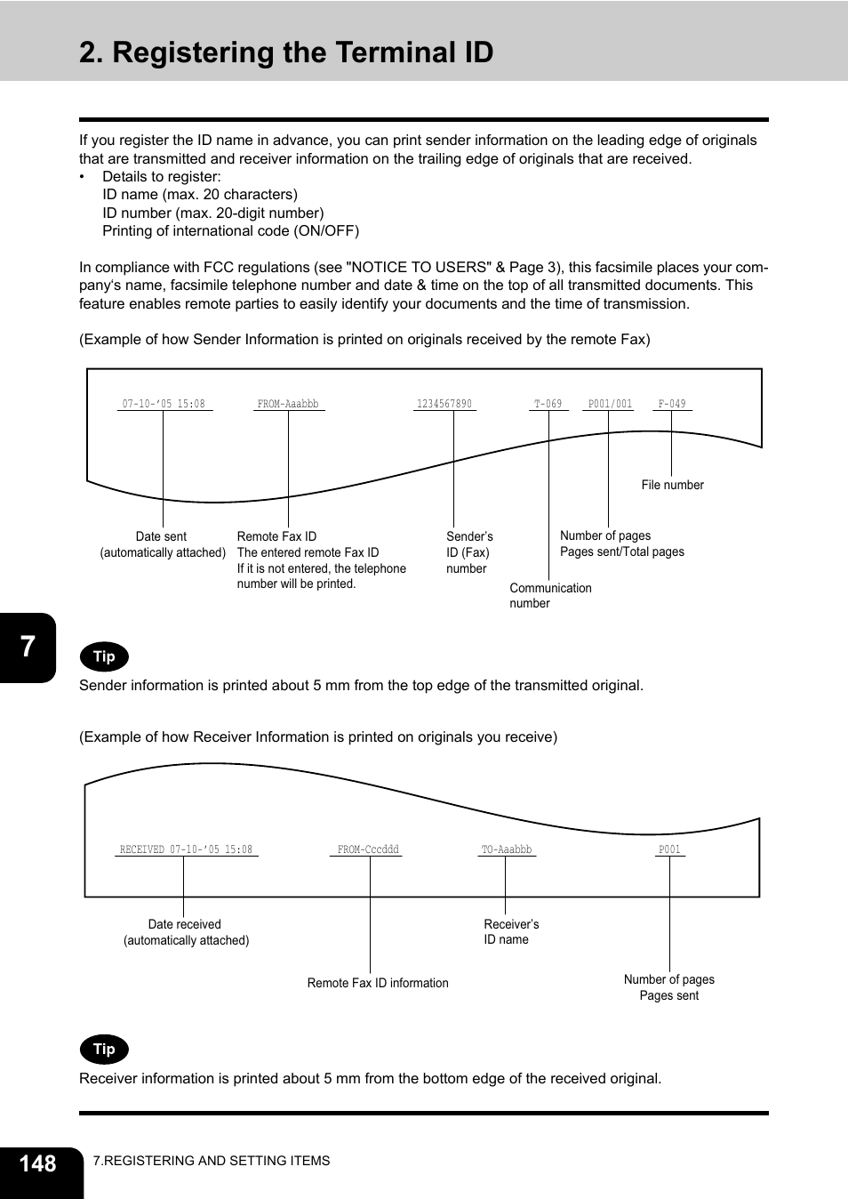 Registering the terminal id, P.148 “2.registering the ter, Minal id | Toshiba GD-1200 User Manual | Page 150 / 186
