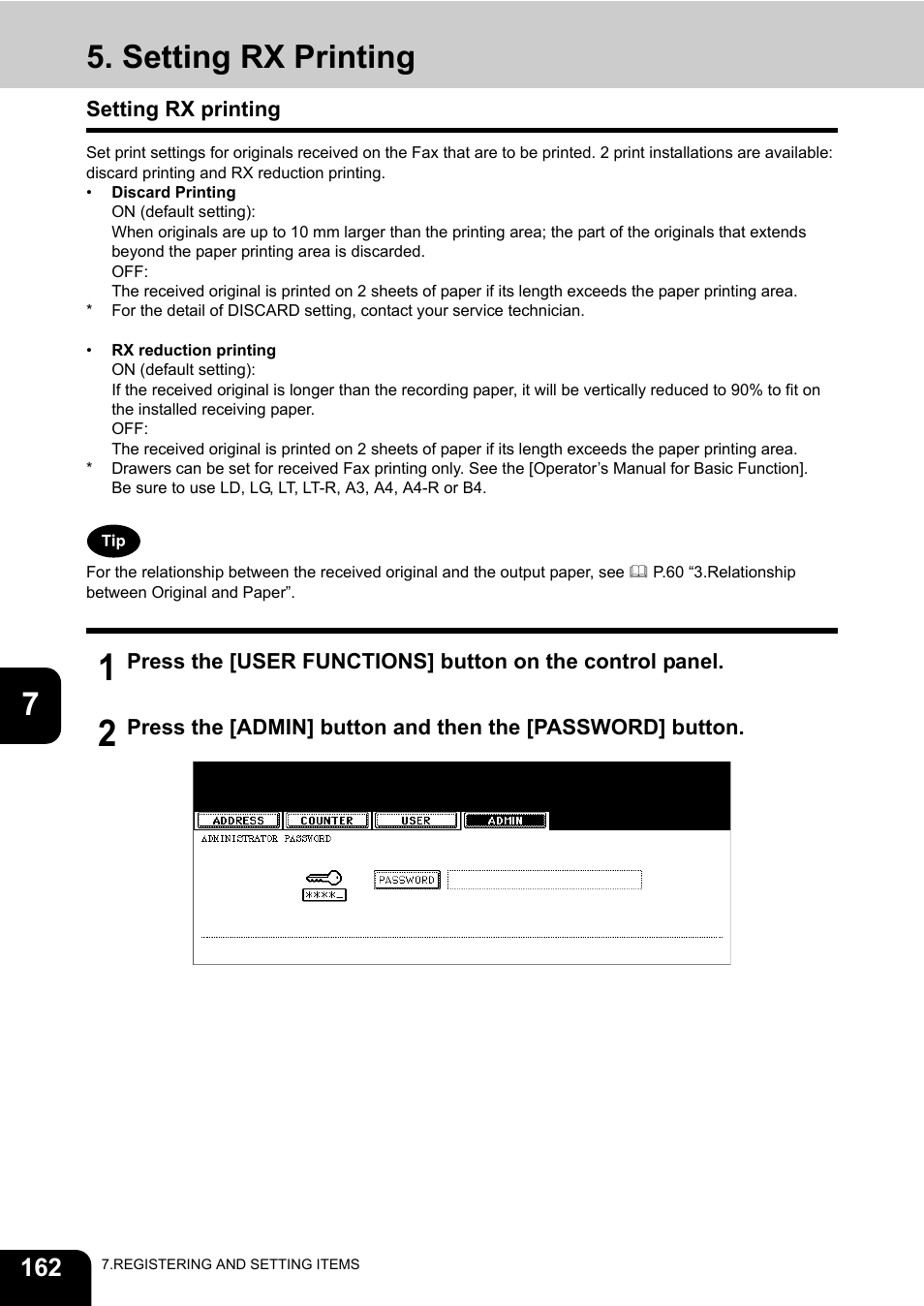 Setting rx printing | Toshiba GD-1200 User Manual | Page 164 / 186