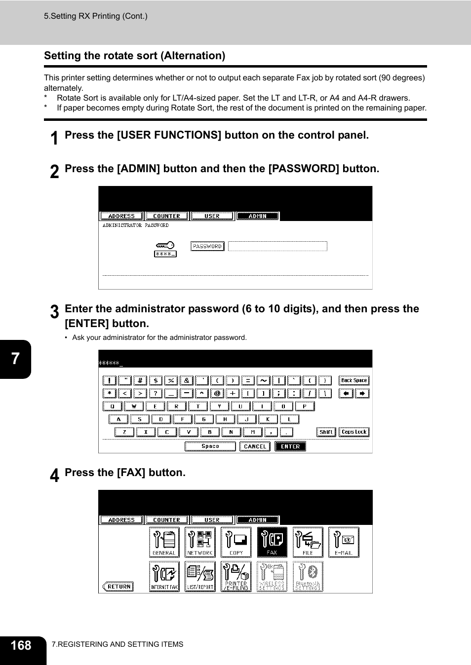 Setting the rotate sort (alternation) | Toshiba GD-1200 User Manual | Page 170 / 186
