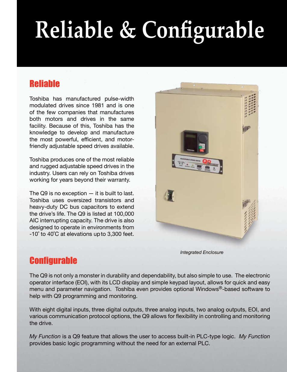 Reliable & configurable, Reliable, Configurable | Toshiba Q9 Series User Manual | Page 2 / 8