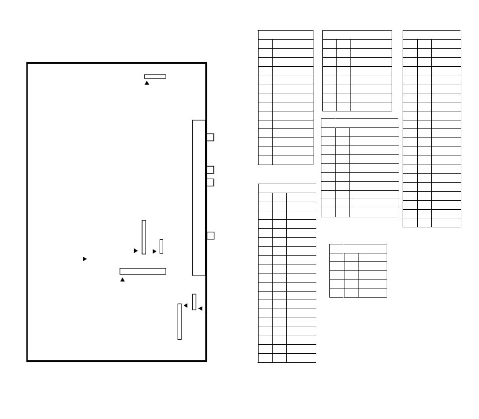 Main board layout, Connector pinouts, Pc board layout connector pinouts | Toshiba NTDVT006BK User Manual | Page 11 / 11