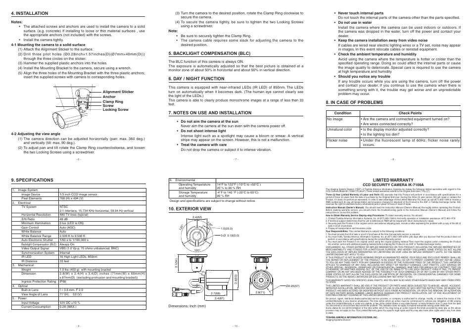 Toshiba IK-7100A User Manual | Page 2 / 2