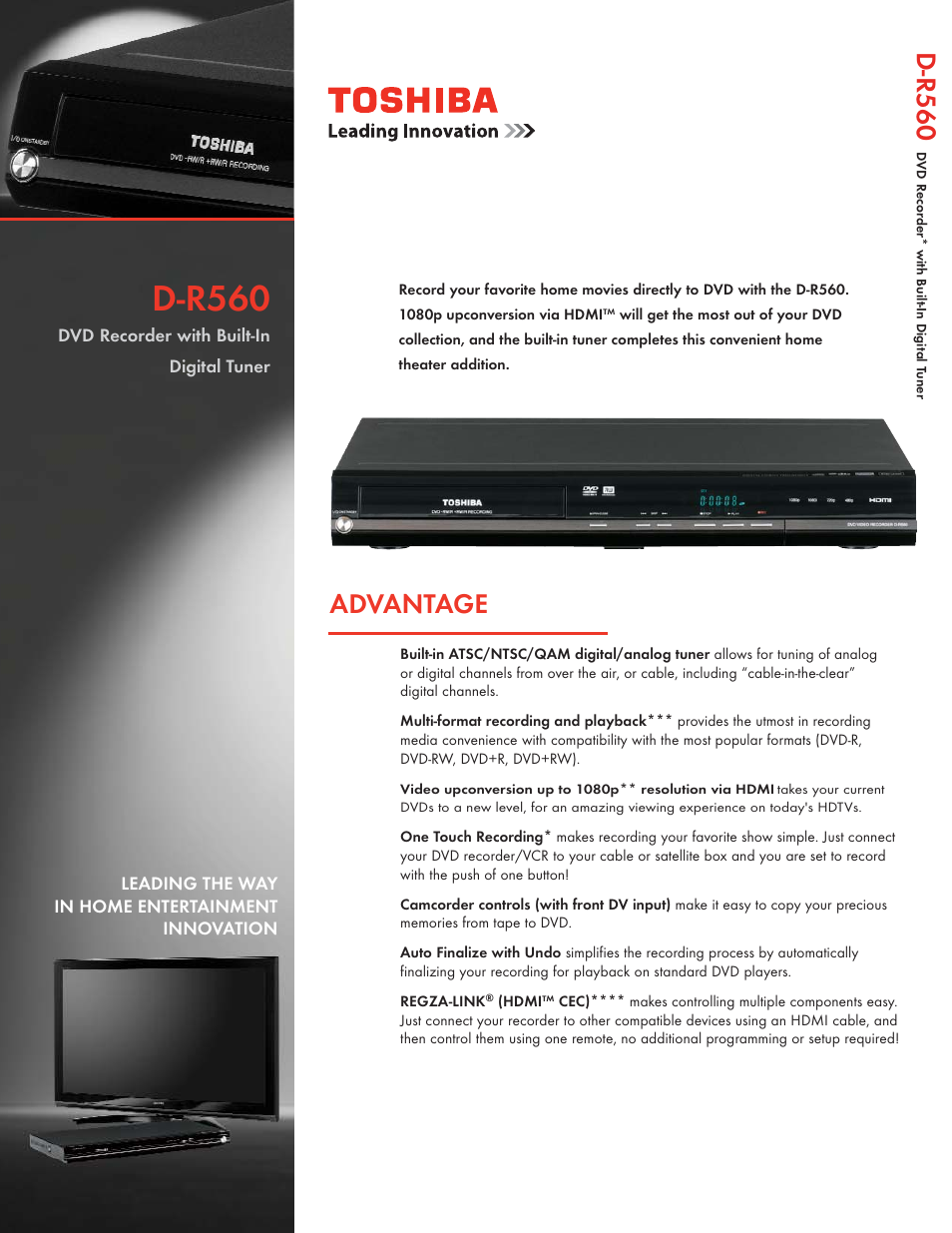 Toshiba D-R560 User Manual | 2 pages