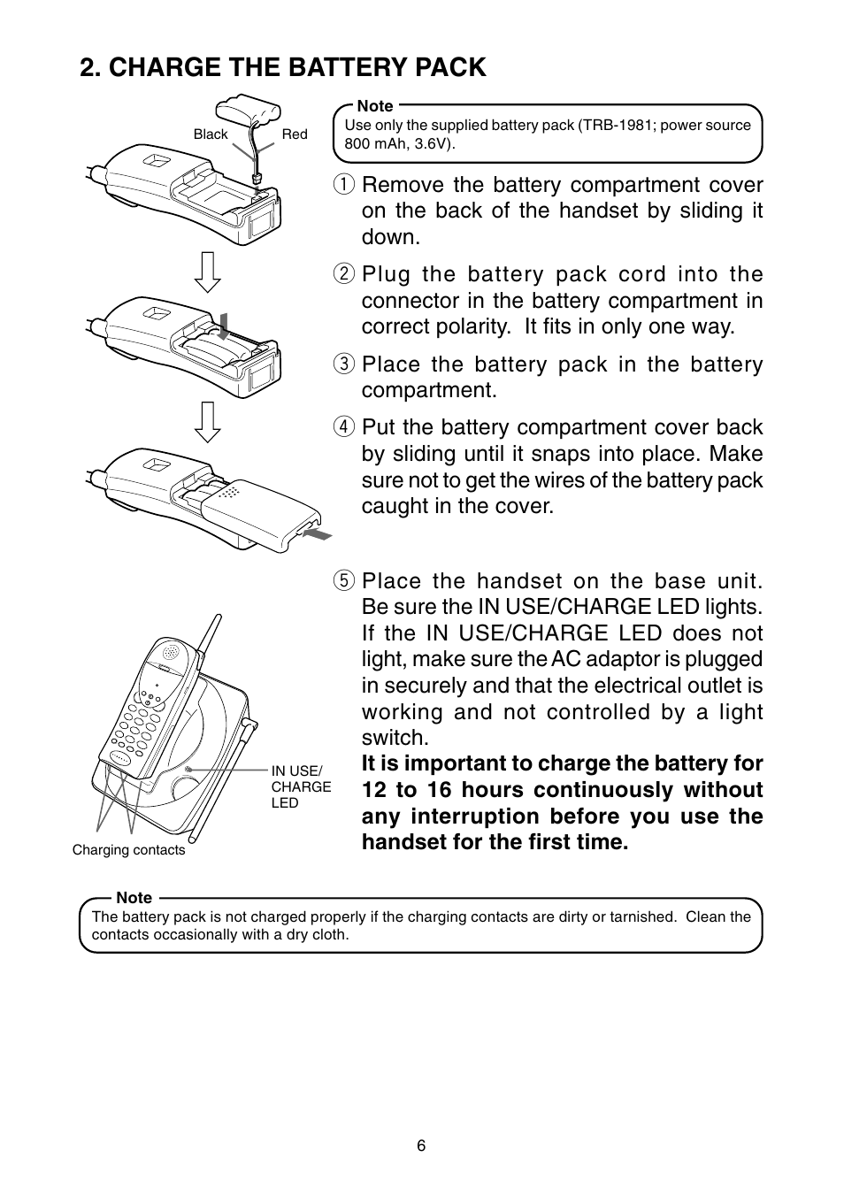 Charging the battery pack, Charge the battery pack | Toshiba SG-1701 User Manual | Page 7 / 20