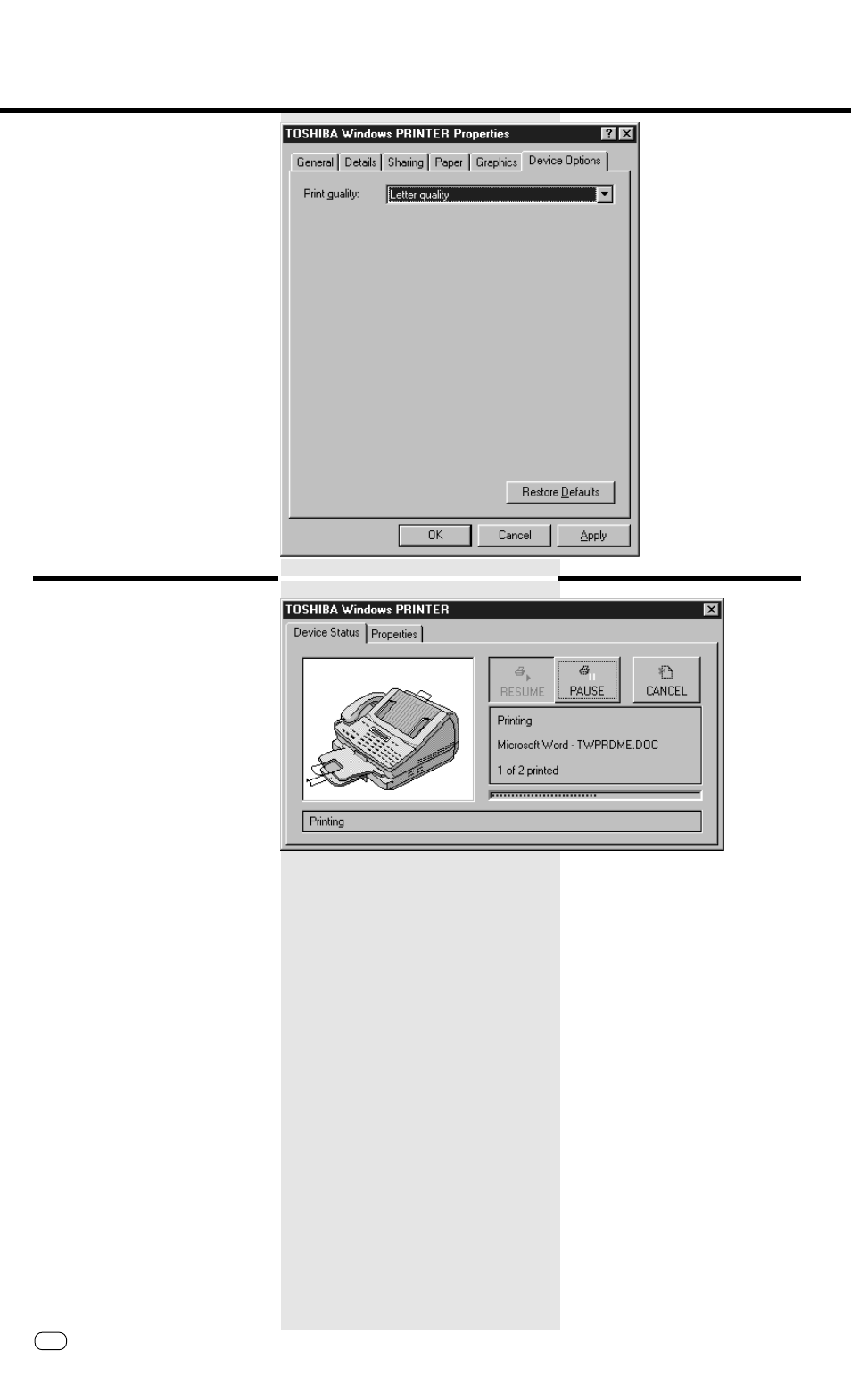 Printout, Your fax machine used as a pc printer | Toshiba TF 610 User Manual | Page 76 / 79