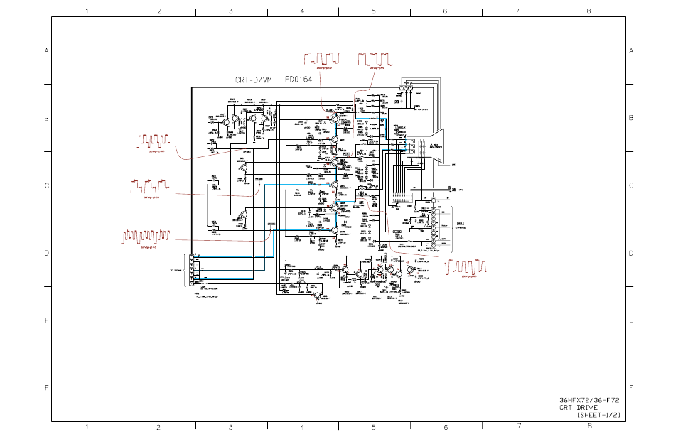 Crt / svm circuit ( crt drive ) [ sheet - 1/2, Red output, Green output | Blue output, Q901, q903, q905, V901 | Toshiba N2PS CHASSIS 32HFX72 User Manual | Page 91 / 111