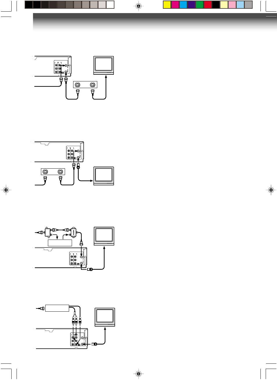 Connections (continued), 12 this set-up will enable you to, You will need to | This set-up will enable you to, Press i.select so that the vcr display shows “l1, Incoming cable cable box out in a/b switch, Cable box, Cable box incoming cable cable box out in | Toshiba W-727 User Manual | Page 12 / 46