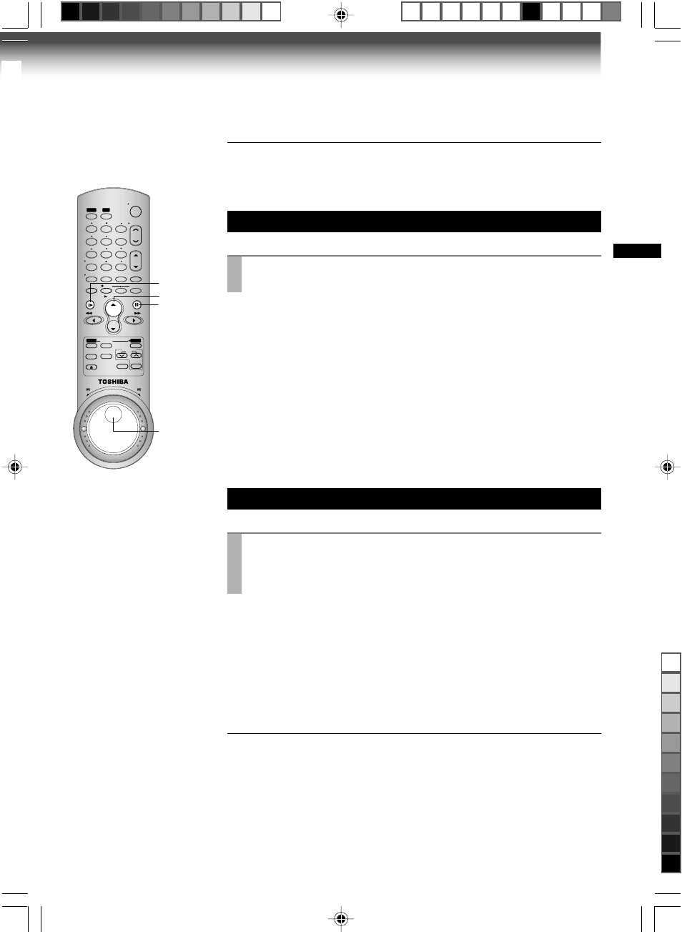 Frame advance, Slow-motion picture, Adjusting still picture stability | A picture advances frame by frame, Press play/x2 during still playback, Press slow during playback, Adjusting the tracking manually | Toshiba W-727 User Manual | Page 21 / 46