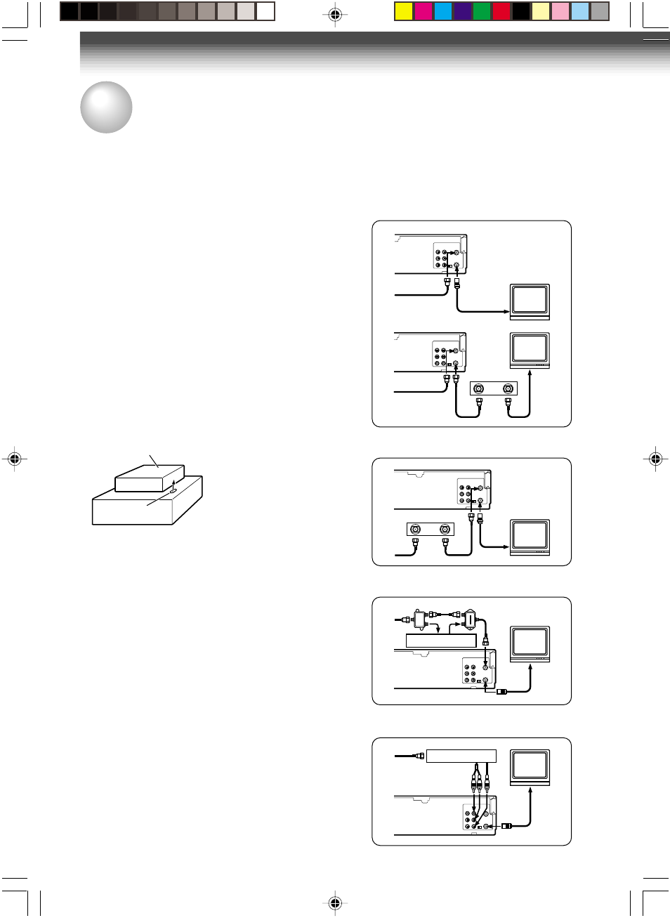 Cable box set-up, Cable box control, Placing the cable box | Connection type, Type a type b type c type d | Toshiba W-727 User Manual | Page 32 / 46
