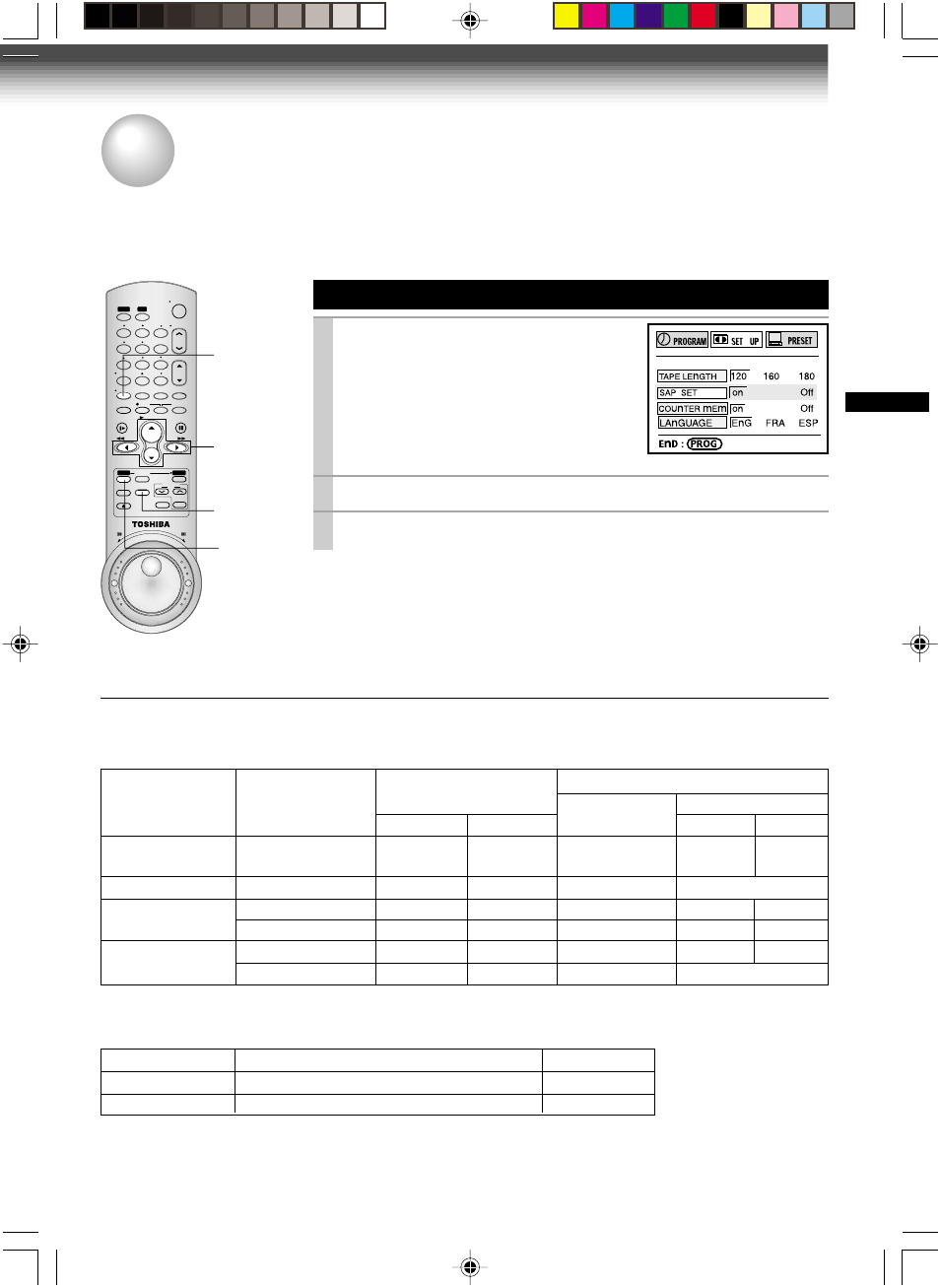 Mts broadcast compatibility, Recording the sap/stereo broadcast, Press prog . once to exit | Perform a recording, Selecting a sound | Toshiba W-727 User Manual | Page 39 / 46