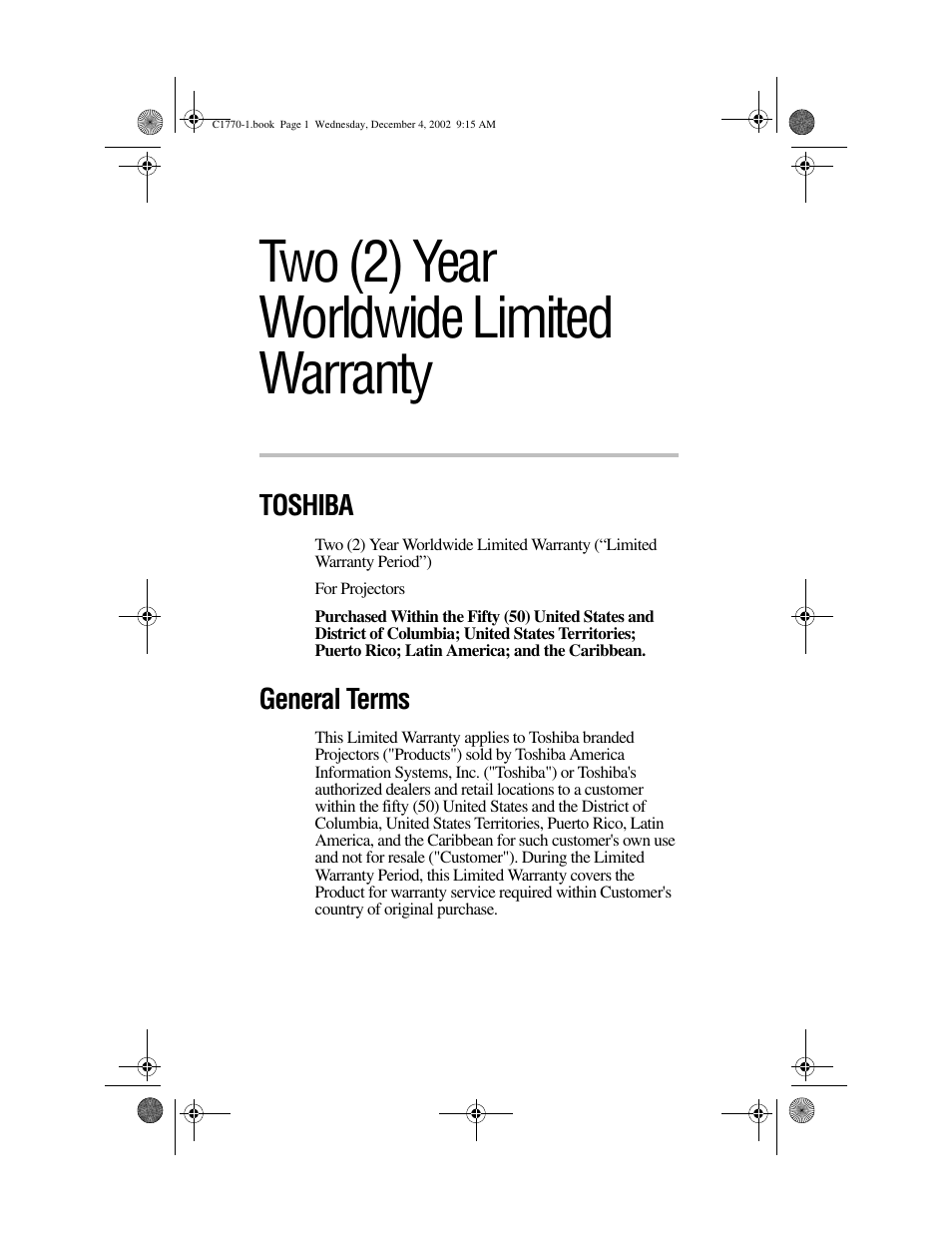 Toshiba C1770 User Manual | 24 pages