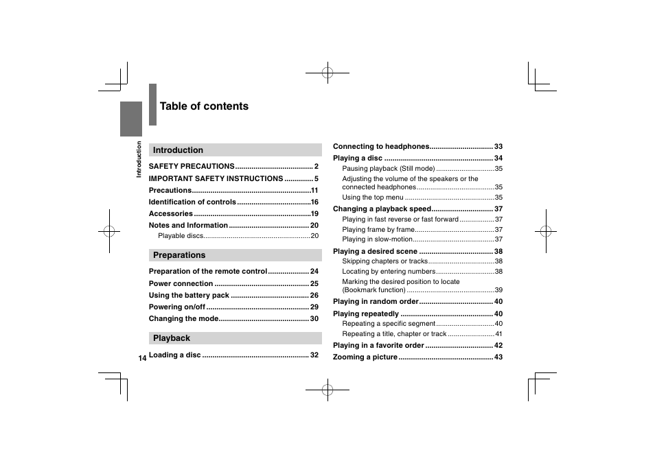 Toshiba SDP63SWE User Manual | Page 14 / 76