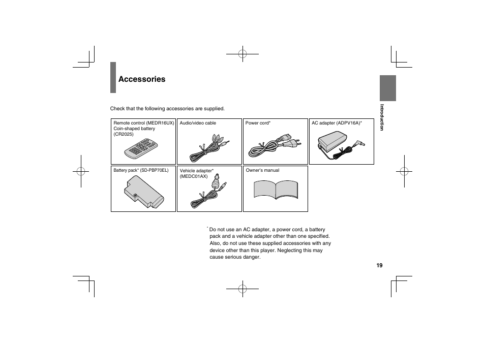 Accessories | Toshiba SDP63SWE User Manual | Page 19 / 76