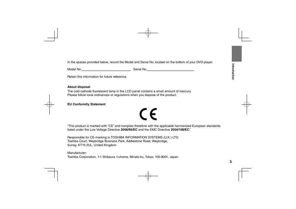 Toshiba SDP63SWE User Manual | Page 3 / 76