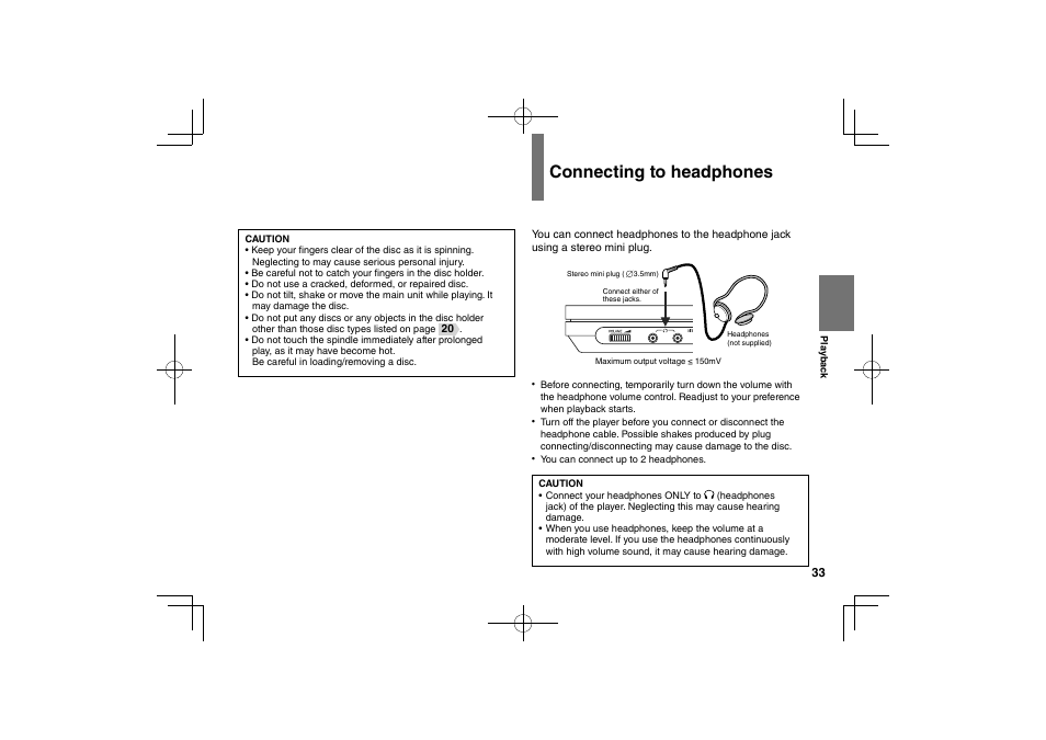 Connecting to headphones | Toshiba SDP63SWE User Manual | Page 33 / 76