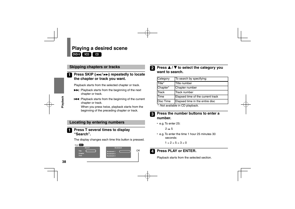 Playing a desired scene | Toshiba SDP63SWE User Manual | Page 38 / 76