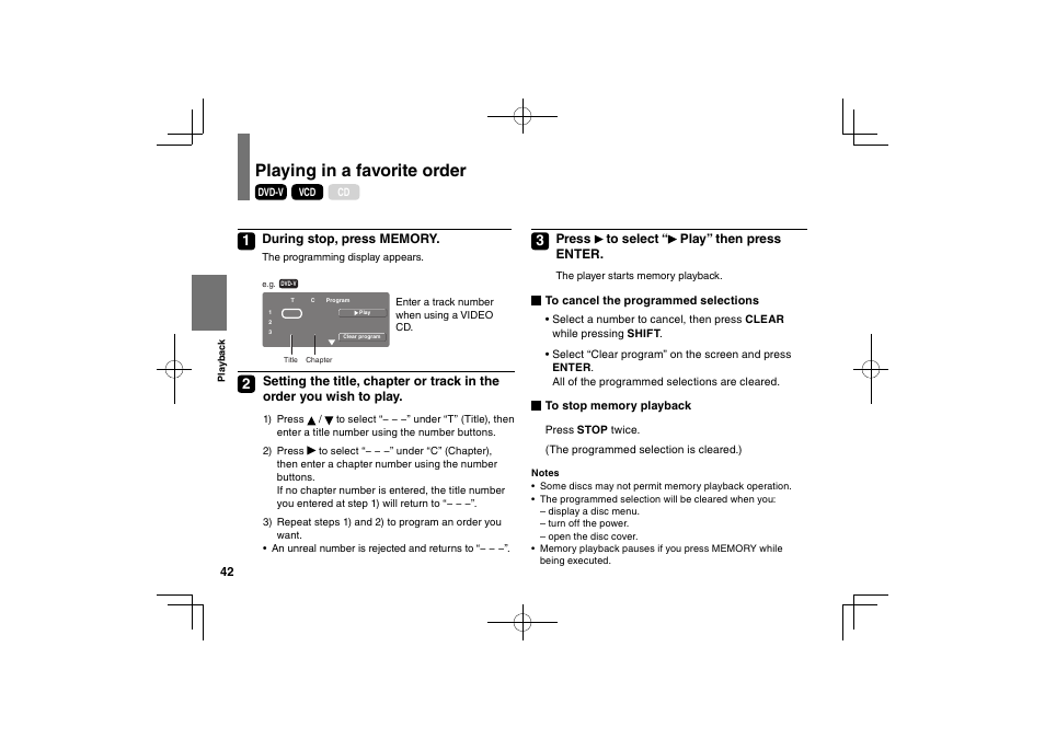 Playing in a favorite order | Toshiba SDP63SWE User Manual | Page 42 / 76