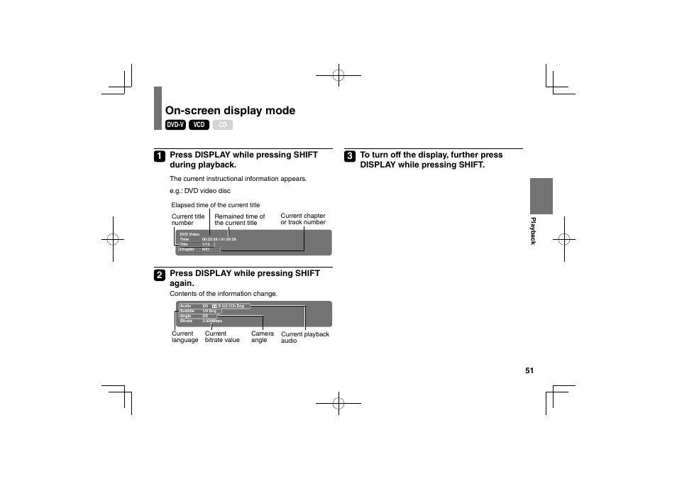 On-screen display mode | Toshiba SDP63SWE User Manual | Page 51 / 76